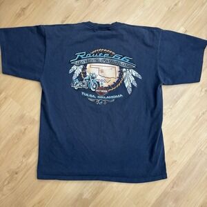 VTG Harley Davidson Route 66 Single Stitch XL Tshirt Tribal Feathers Graphic